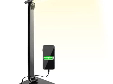 Monzana Lámpara Escritorio LED Negro Puerto de Carga USB 5 Niveles de Luz Panel Táctil Lámpara de mesa Reacondicionado Online Sale