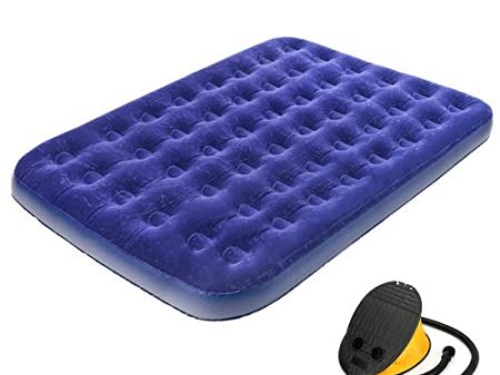 Zootop Cama de Aire, Cama Inflable tamaño Queen Colchón de Aire de PVC con Bomba de pie portátil para Acampar colchón Flocado con 250 kg de Peso máximo para Adultos Actividades(203 x 152 x 22 cm) Reacondicionado For Sale