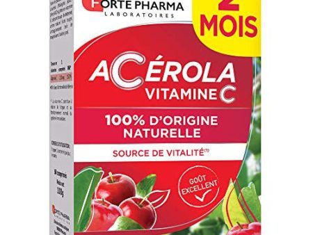 Forté Pharma - Acerola, Suplemento de alimentos de vitalidad: rico en vitamina C, 60 tabletas masticables Embalaje Deteriorado Online now