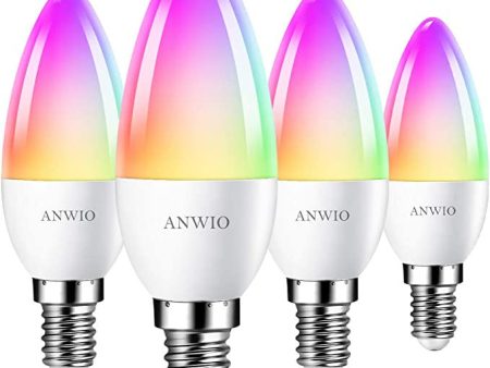 4 Unidades 5W Bombillas Inteligentes Vela LED E14 RGB WiFi, C37 Equivalente a 40W, 470 Lúmenes, Funciona con Alexa, Google Home y Smart Life, ANWIO. (Falta una Bombilla) Reacondicionado Online Hot Sale